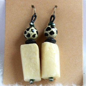 Black and Bone Drop Earrings